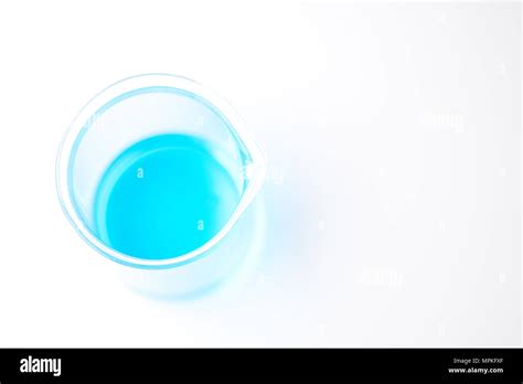 Glass Beaker Of Copper Sulfate Solution Copper Chloride Blue Liquid Isolated On White