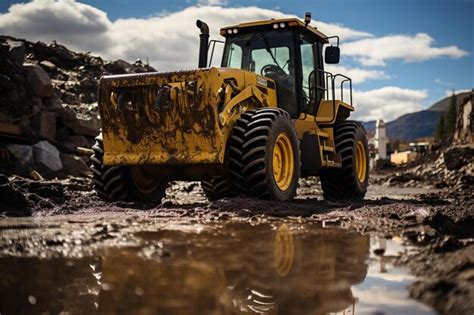 Modern Motor Grader Technology At Worksite Premium Ai Generated Image