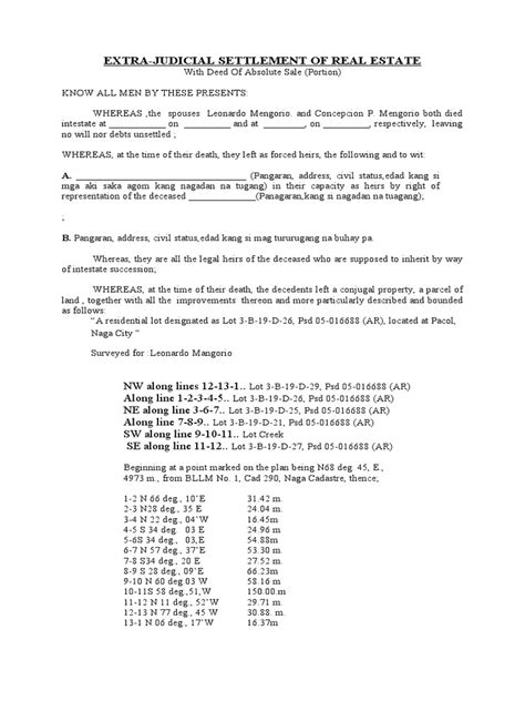 Partition Of Inherited Property And Sale Of A Portion Of Land Among