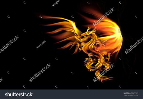 Dragon Fire On Black Background Stock Illustration 472972969 | Shutterstock