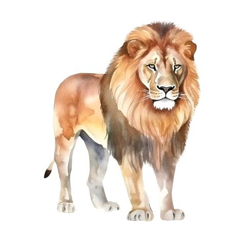 10 Watercolor Lion Clipart, Aquarelle Big Cat Lion a Cub Clipart ...