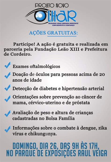 Projeto Novo Olhar Prefeitura Municipal De Cordeiro