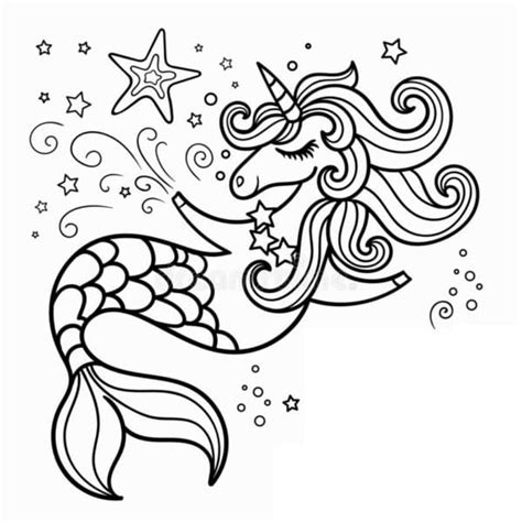 Coloriage Une Belle Licorne Sirène télécharger et imprimer gratuit