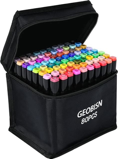 GEOBISN 80 3 feutre à Alcool Feutres Coloriage Adulte Couleurs Double