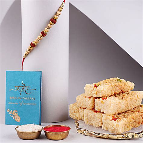 Sneh Rudraksha Holy Rakhi Milk Cake Gift Exp Uk Gift Sneh Rudraksha