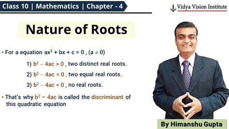 Quadratic Equations Nature Of Roots Class Maths Chapter Cbse