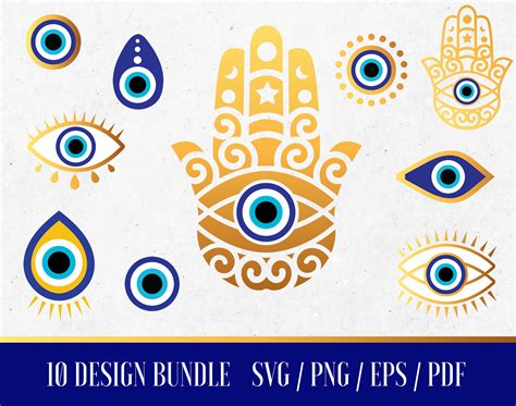 Evil Eye Bundle Svg Nazar Png Pdf Eps Hamsa Hand Svg Files Etsy Uk