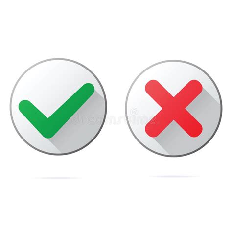 Set Of Ok And Cancel Plastic Buttons Icons Stock Vector Illustration