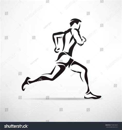 Running Man Vector Symbol Outlined Stylized Silhouette Sport And