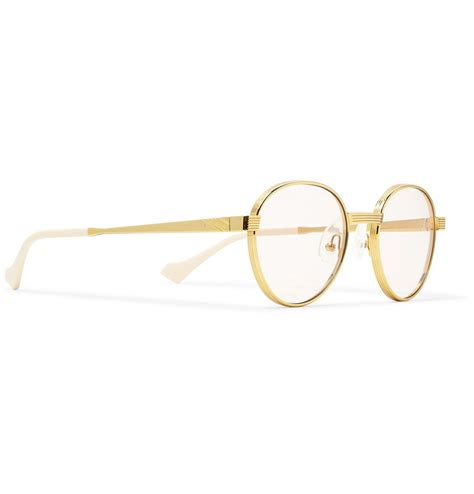 Gucci Round Frame Gold Tone Sunglasses Gold Gucci