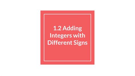 1 2 Adding Integers With Different Signs Youtube