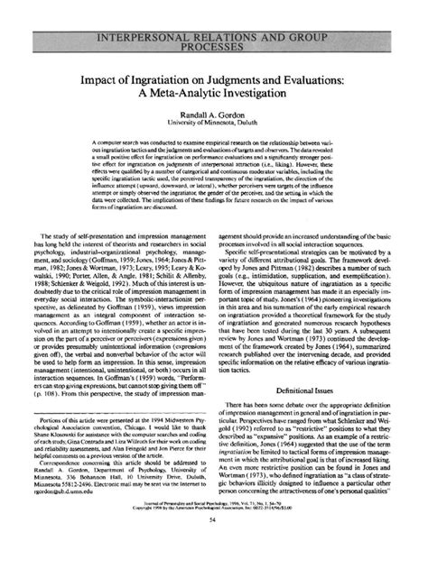 (PDF) Impact of Ingratiation on Judgments and Evaluations: A Meta ...