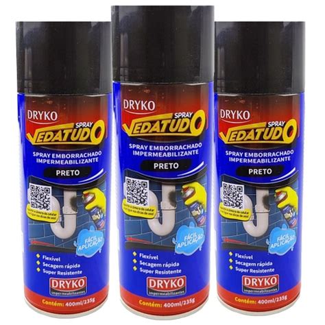 3 Borracha Líquida Spray Impermeabilizante Preto Vedatudo AgrícolaShop