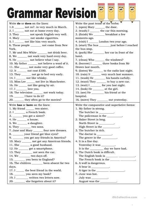 English Grammar Worksheets