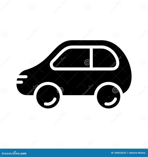 Cutout Silhouette Cartoon Car Icon. Outline Logo of Passenger Transport ...