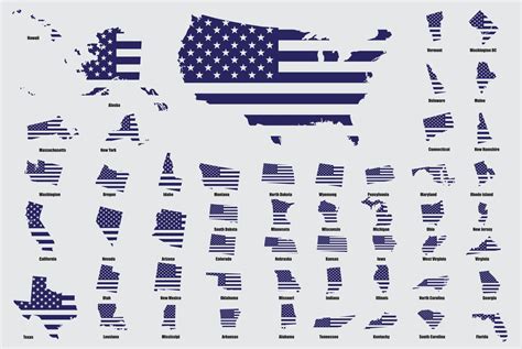 United States Of America With Each State Map On Usa Flag 12254589 Vector Art At Vecteezy