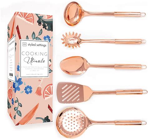 Copper Cooking Utensils for Cooking/Serving, Rose Gold Kitchen Utensils -Stainless Steel Copper ...