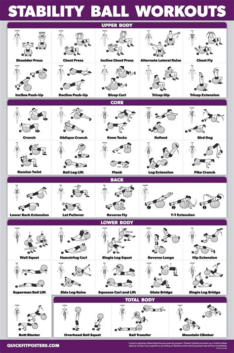 6 Day Exercise Ball Workout Chart Printable For Push Your Abs Fitness