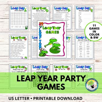 Leap Day Party Games for Kids, Leap Year 2024 Printable Games, Leap Day ...