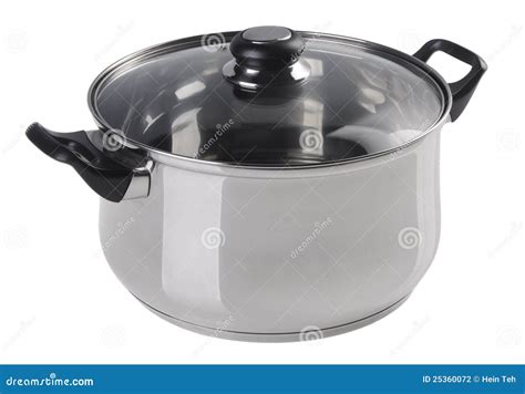 Stainless Steel Cooking Pot With Glass Top Cover Stock Photography