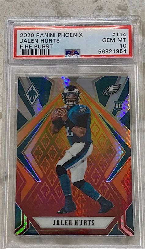 Jalen Hurts Rookie Card 2020 NFL Panini Phoenix Fireburst PSA Graded 10