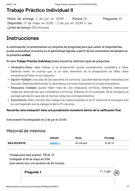 Trabajo Práctico Individual II Etica Profesional Trabajo Práctico