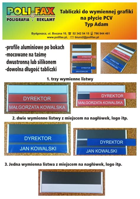 Tabliczki Na Drzwi Bydgoszcz Poli Fax