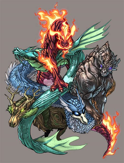 Elemental Dragons Color By Udoncrew On Deviantart