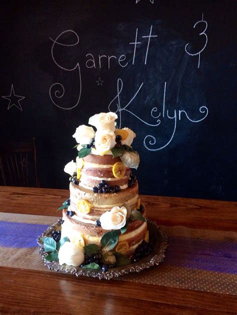 Lemon Blueberry Naked Cake With Blueberries Homemade Cream Cheese Buttercream And Lemon Curd