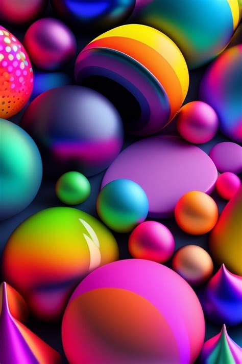 Many Different Colored Balls And Shapes In The Air