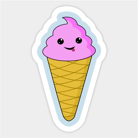 Cute Pink Kawaii Ice Cream Kawaii Ice Cream Cone Sticker Teepublic