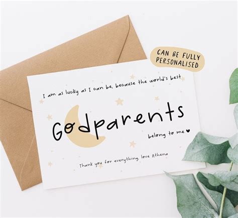 Thank You For Being My Godparents Card Personalised Thank You Card