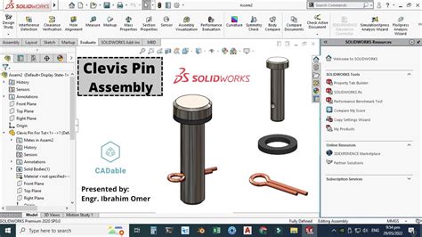 Design And Assembly Of Clevis Pin In Solidworks How To Make Assembly