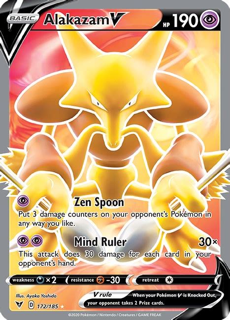 Alakazam V Full Art Swsh Vivid Voltage Pokemon