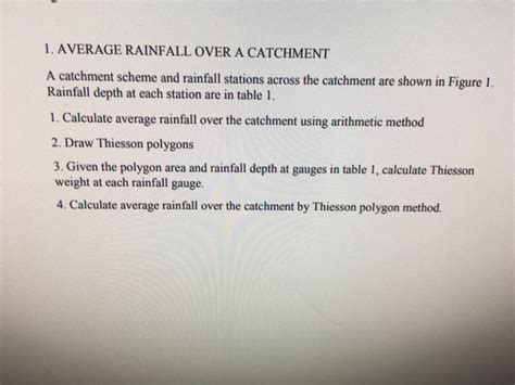 Solved 1 Average Rainfall Over A Catchment A Catchment