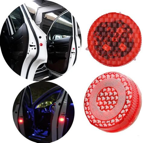 2 PCS Set Universal Wireless Car Door Warning Light Red Strobe Flashing