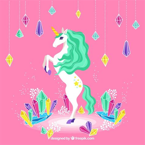 Colorful Unicorn And Diamonds Vector Free Download