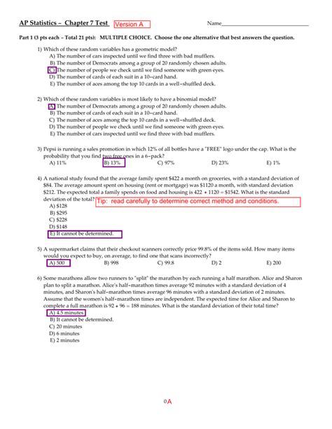 Ap Stats Unit 7 Practice Test