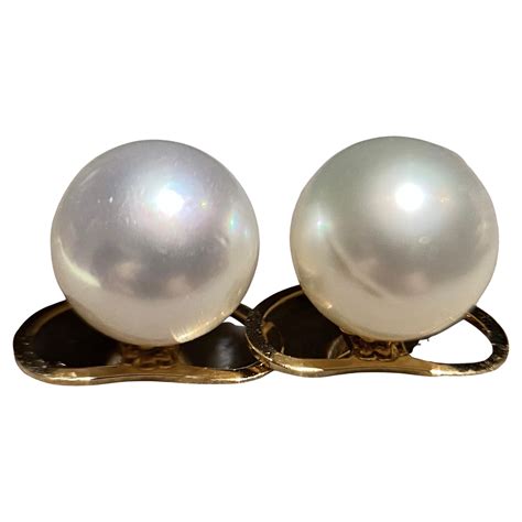 Detachable Baroque South Sea Pearl Diamond Drop 18k Yellow Gold Stud