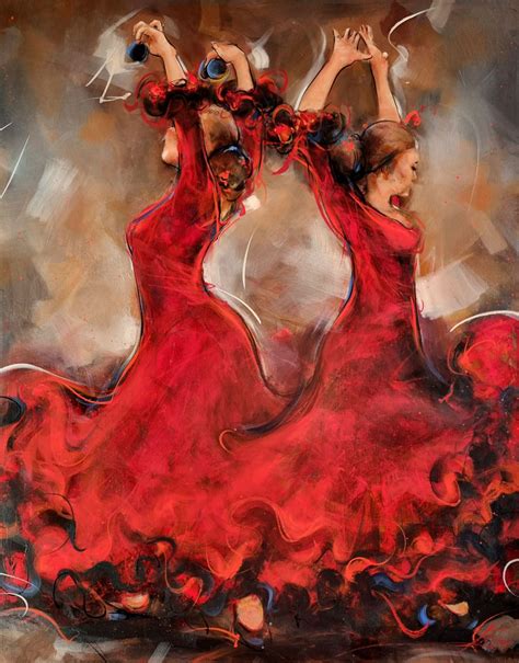 Danseuses De Flamenco En Peinture Tableau De Danse Par Lucie Llong