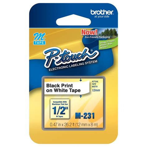 Fita Rotulador Brother 12mmx8m Preto/branco M231 Brother - Fita P/ Rotulador Brother M231 12mm X 8m, Cor Preto sobre Branco