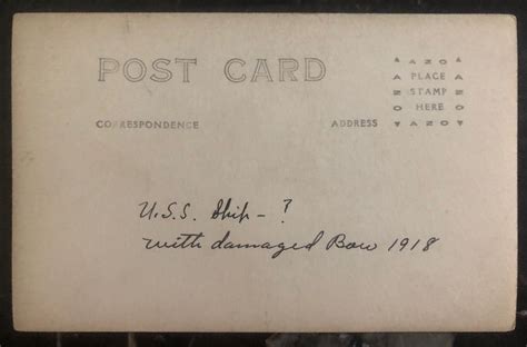 Mint Usa Rppc Real Picture Postcard Wwi Us Navy Uss Ship Damaged Bow