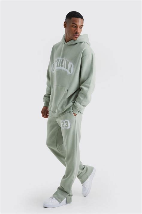 Oversized Official Spray Print Tracksuit Boohoo Uk