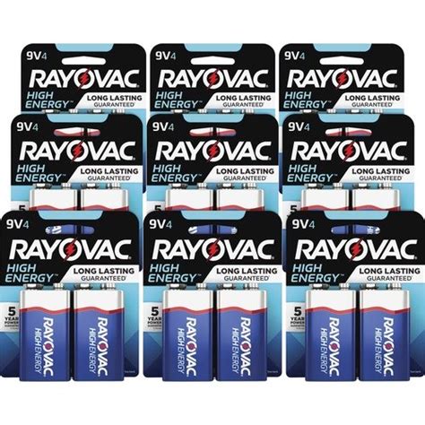 Rayovac Spectrum Brands Inc Alkaline Batteries 9v High Energy Premium 36ct Besr Raya16044tkct