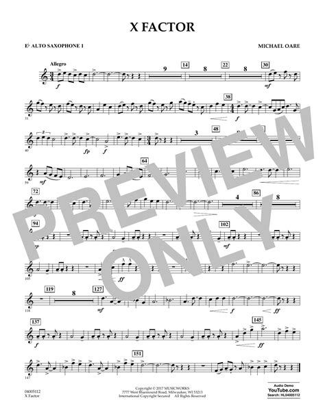 X Factor Eb Alto Saxophone 1 By Michael Oare Sheet Music For Concert