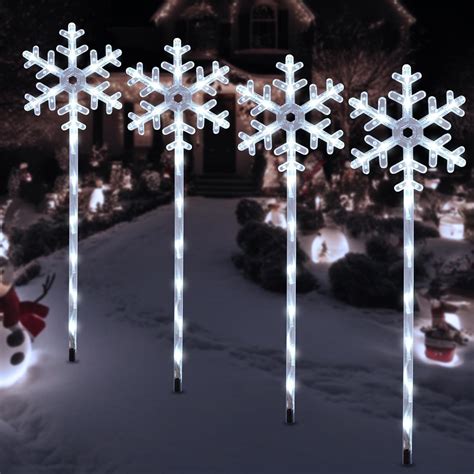 Amazon Solar Christmas Pathway Lights Solar Powered Snowflake