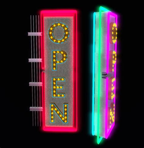 Second Life Marketplace Double Sided Open Neon Sign