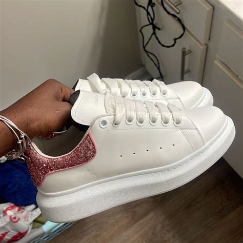 Alexander Mcqueen Shoes Alexander Mcqueens White Pink Glitter Back Poshmark