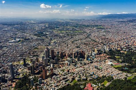 Aerial View Of A Panoramic View Of The City Of Bogota Stock Photo