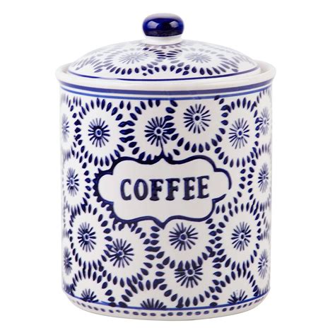Bluewhite Floral Coffee Canister 75 At Home Coffee Canister